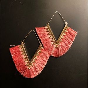 Pink frayed earrings